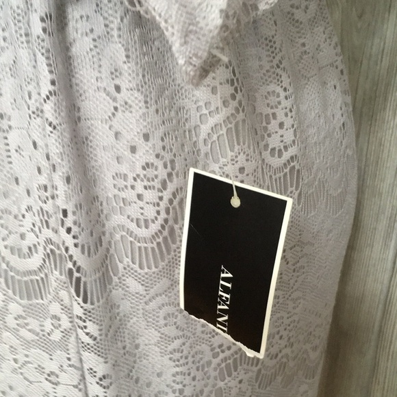 Vintage Alfani Dress Gray Lace Layered Size Medium - Picture 5 of 7